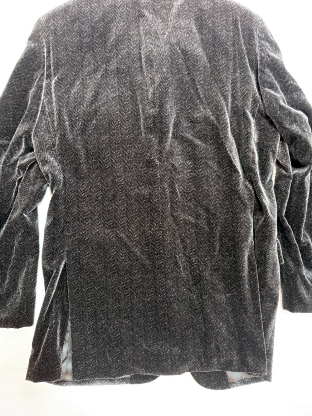 John W. Nordstrom Black Velvet Herringbone Sport Coat Blazer 40L - Picture 10 of 12